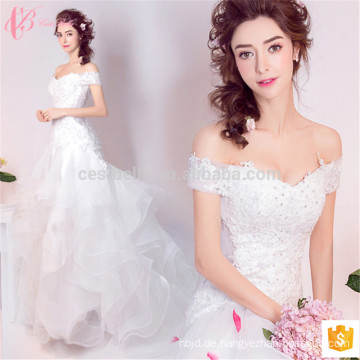 Suzhou Fabrik sexy Off-Schulter Spitze appliques ein Linie Hochzeitskleid